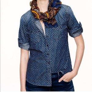 J.Crew Keeper Star Dot Print Chambray Top